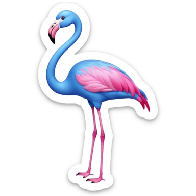 A completely blue flamingo  sticker