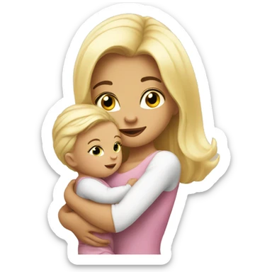 baby hug mommy blonde sticker