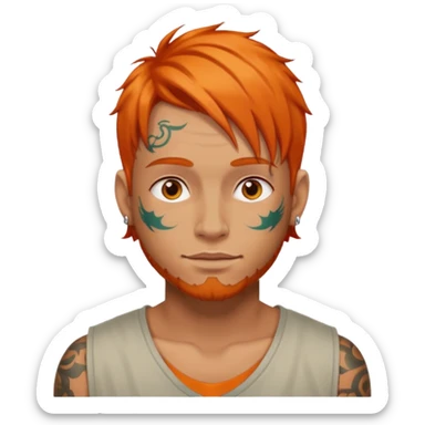 Tattooed man with orange hair sticker