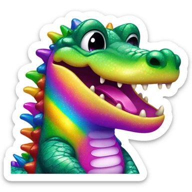 Lisa Frank sparkle rainbow cute alligator  sticker