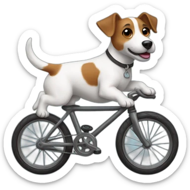 jack russell dog ride bike  sticker