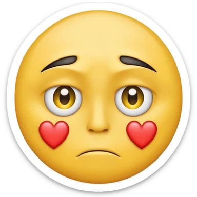 A yellow circular frowning Face with a heart above one eye and a tear under the other sticker
