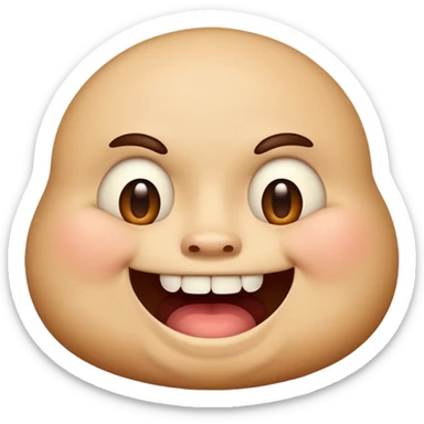 Fat emoji face with stupid look on its face, smiling with one front buck tooth. Not like one tooth missing but as if just one had grown instead of two sticker