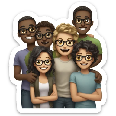happy moment with friends with glasses sticker