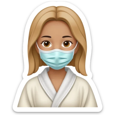 Girl wearing face mask and robe sticker