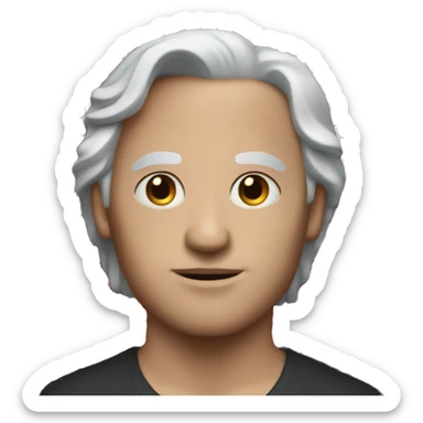 blind white man with black hair hands together red beads sticker