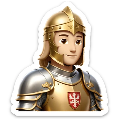 Clash of Clans aesthetic: Beautiful and Majestic Knight Portrait Emoji, Rendered in serene valor with a gentle, confident smile and regal bearing, showcasing a refined, elegantly armored form with polished heraldic accents and softly closed eyes in natural skin tone, Simplified yet exquisitely endearing features, highly detailed, glowing with a soft, majestic light, high shine, calm and heroic, stylized with an air of timeless chivalric grace, soft glowing outline, capturing the essence of a majestic knight whose noble spirit inspires epic quests! sticker