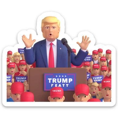 Donald Trump speaking at a rally sticker