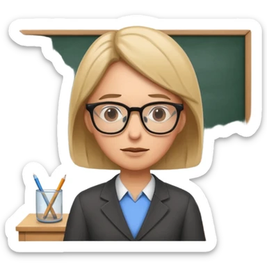 exhausted teacher in a bustling classroom sticker