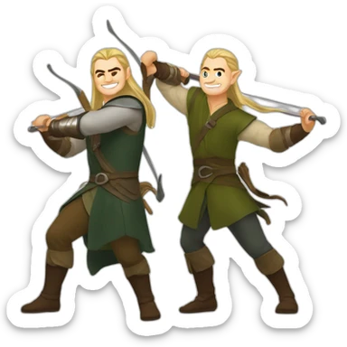 Legolas and gimli dancing sticker