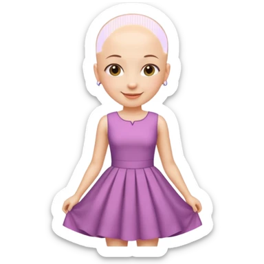 create pretty girl with bald head with pretty dress shot is waist close sticker