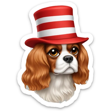 Cavalier King Charles spaniel wearing red trump hat sticker