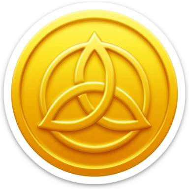 Gold coin with a triquetra and an overlapping triangle on it sticker