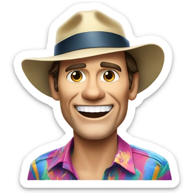 jim carrey face at the beach shirt and hat tour guide look sticker
