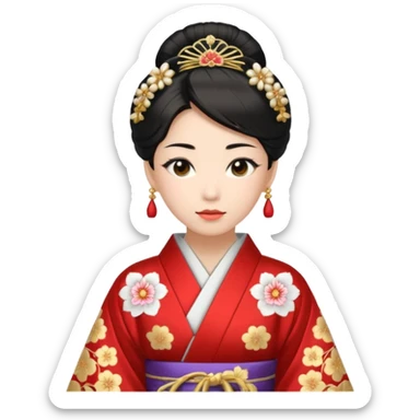 Japanese Princess with kimono in ceremonial robe sticker