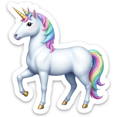 Create a single emoji of a Unicorn in full body, shown at a slight side angle in a natural, characteristic pose with a horn. clearly recognizable. No background.
 sticker