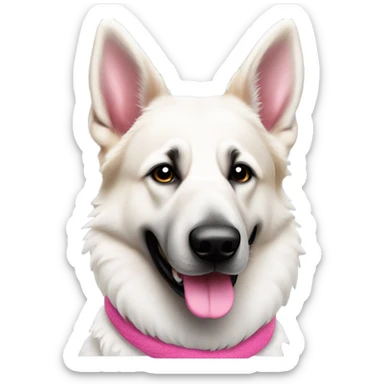 White German Shepherd with pink ྀིྀི sticker