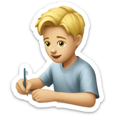 white kid doing homework  sticker