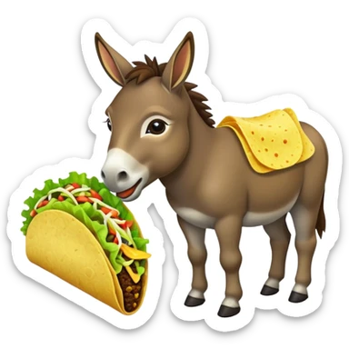 Donkey eating a taco sticker