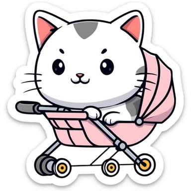 Cat in a stroller sticker