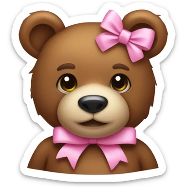 stuffed bear wearing a pink bow sticker
