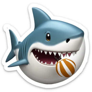 shark biting into a volleyball  sticker