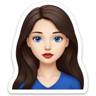 Woman with fair skin long brunette hair dark blue eyes and full lips sticker