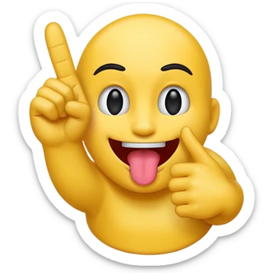 emoji with tongue sticking out and one hand touching middle finger and thumb sticker