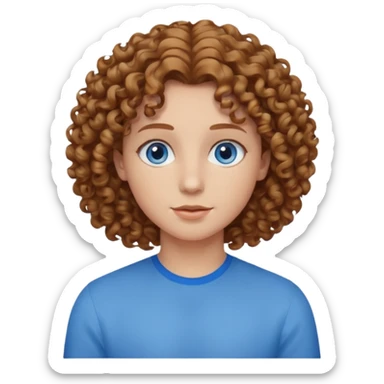 kıvırcık kumral gözü mavi renk sticker