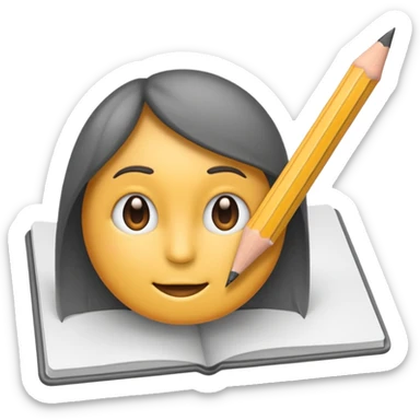 Emoji pencil writing on paper sticker