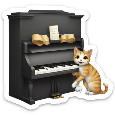 Cat playing piano sticker