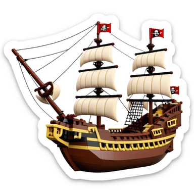 Pirate Ship (Toy) - Lego Pirate Ship (Model Year: 2021) (Iconic colour: Brown with red sails) sticker