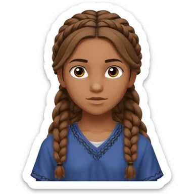 Black Annabeth Chase with brown hair half up hair with her whole head covers in braids sticker