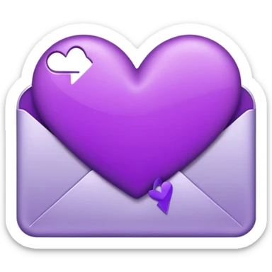 IOS's love letter emoji but with a purple heart instead of a red heart, closed but the letter is white and the heart is purple sticker