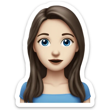 Pale skin brunette girl blue eyes eating cherry sticker