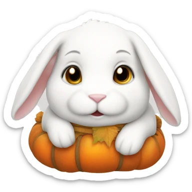 autumn cozy white rabbit sticker