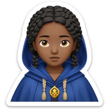 braid black hair, asian girl, dark blue cloak sticker