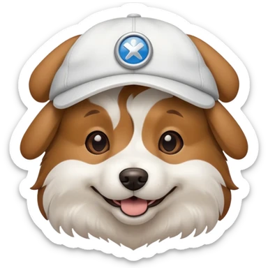 dog wearing a NAVI cap sticker