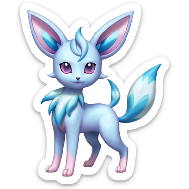 Shiny Cool Sparkly Cute Ethereal Espeon-Sylveon-Glaceon-Fakemon-hybrid-fusion- full body sticker