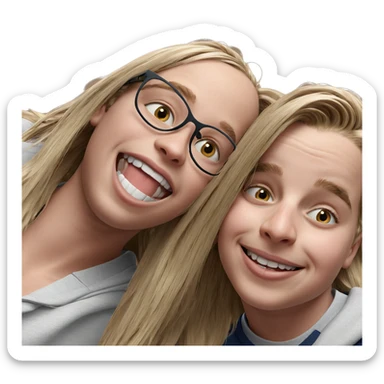 playful boys with blonde hair sticker