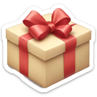 A wrapped gift box with a big ribbon bow sticker