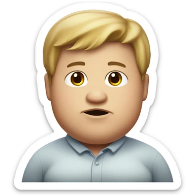 a weird fat chubby boy with straight hair losing a girl sticker