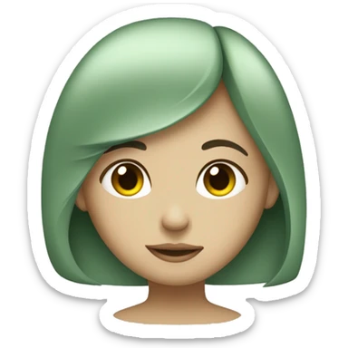 Sleepy looking cute girl in sage green sticker