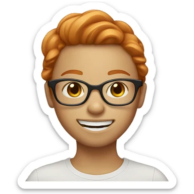 ginger girl with light eyes braces and glasses sticker