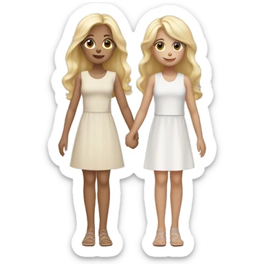 2 blonde sisters holding hands sticker