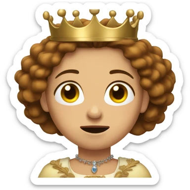 Queen with long brown Hair and crown, crying sticker
