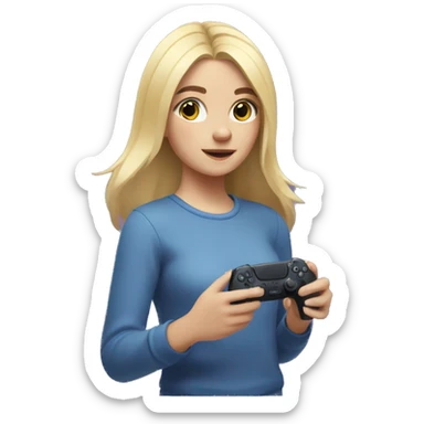 Blonde girl playing with a PS5 DualSense  sticker