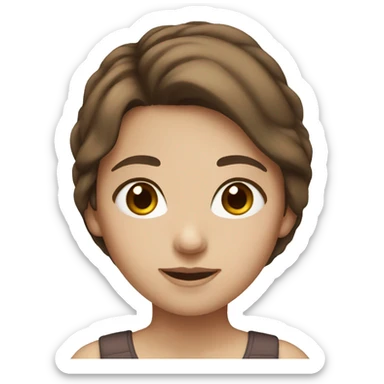 Girl with brown hair and brown eyes and white skin  sticker