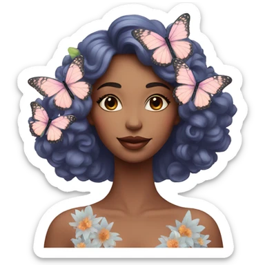 Gorgeous pastel lady with flowers and butterflies sticker