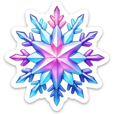 Gradient iridescent Pastel rainbow Pink violet blue  crystal star snowflake  sticker